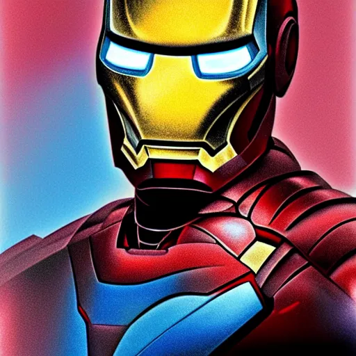 Image similar to portrait of iron man, highly detailed, centered, solid color background, digital painting