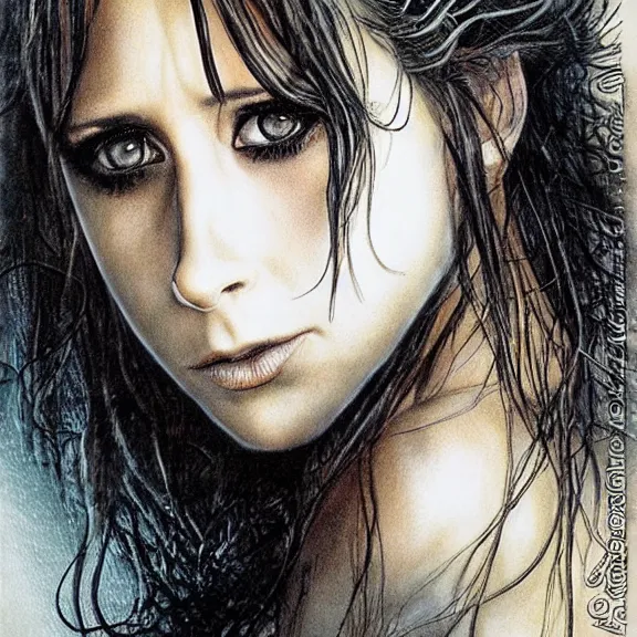 Image similar to a highly detailed portrait of jennifer love hewitt in the style of luis royo.