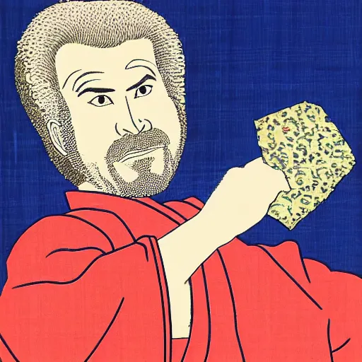 Image similar to portrait of will ferrell in the style of hokusai ukiyo - e woodblock print