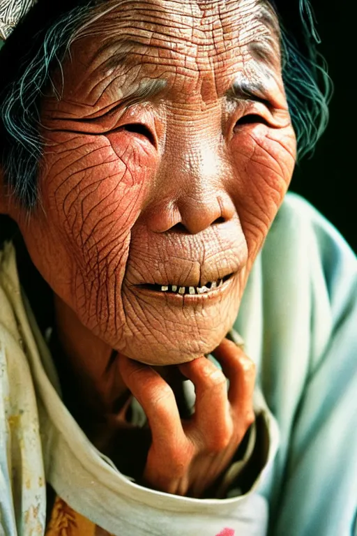 Image similar to photograph of an old japanese woman, photograph by steve mccurry