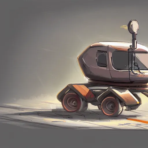 Image similar to 2d concept art of small vehicle by Dawid Michalczyk