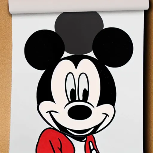 Image similar to mickey mouse, kids drawing, poor quality