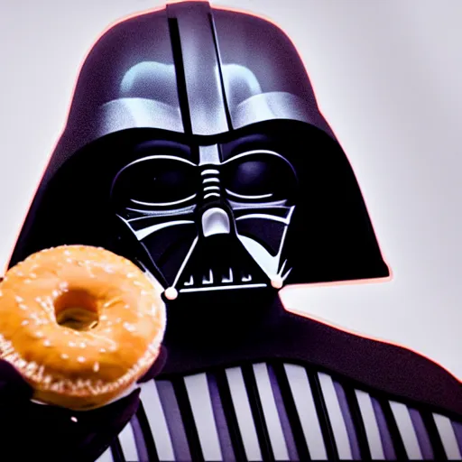 Image similar to darth vador working at dunkin donuts , 8k cinematic lighting, very sharp detail, anatomically correct