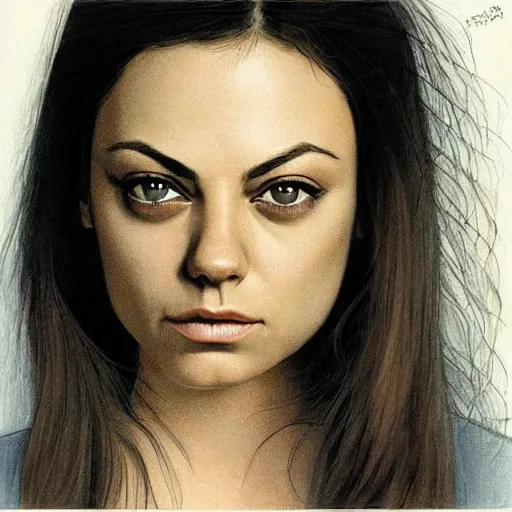 Image similar to “ mila kunis retro minimalist portrait by jean giraud, art of moebius, sharp, smooth face, comic, 8 k ”