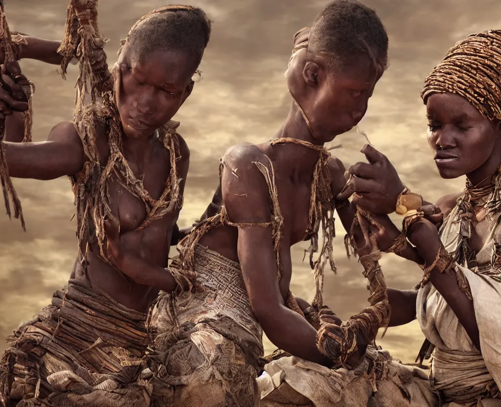 Image similar to a young african tribal woman being flogged by some britisher on a public stage, ultra realistic photography, intricate details, eerie, highly detailed, photorealistic, octane render, 8 k, unreal engine