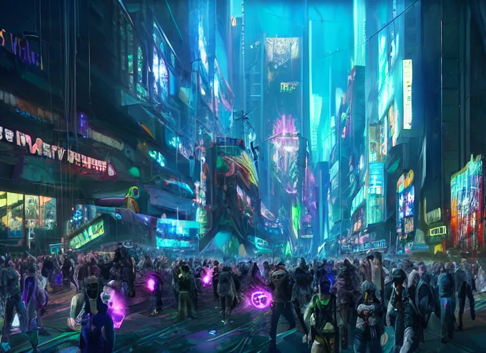 Image similar to high - resolution photograph from a cyberpunk era furry fandom convention ( midwest furfest 2 0 4 7 ), taking place after the genetic revolution and quantum singularity. photorealistic.