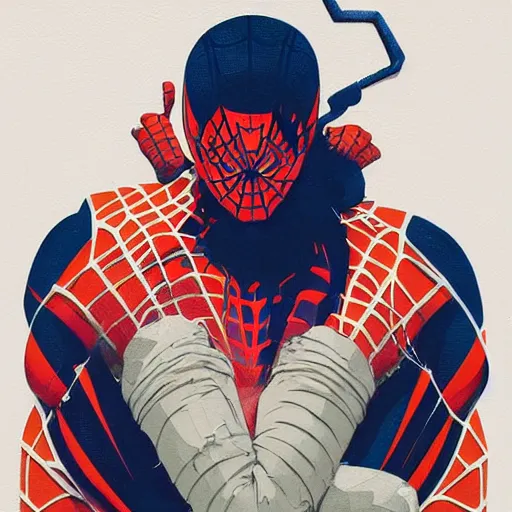 Prompt: Spiderman profile picture by Sachin Teng, asymmetrical, Organic Painting , Matte Painting, geometric shapes, hard edges, graffiti, street art:2 by Sachin Teng:4