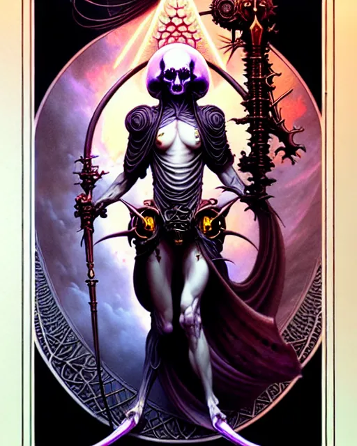 Image similar to death the tarot card, fantasy character portrait made of fractals, ultra realistic, wide angle, intricate details, the fifth element artifacts, highly detailed by peter mohrbacher, hajime sorayama, wayne barlowe, boris vallejo, aaron horkey, gaston bussiere, craig mullins