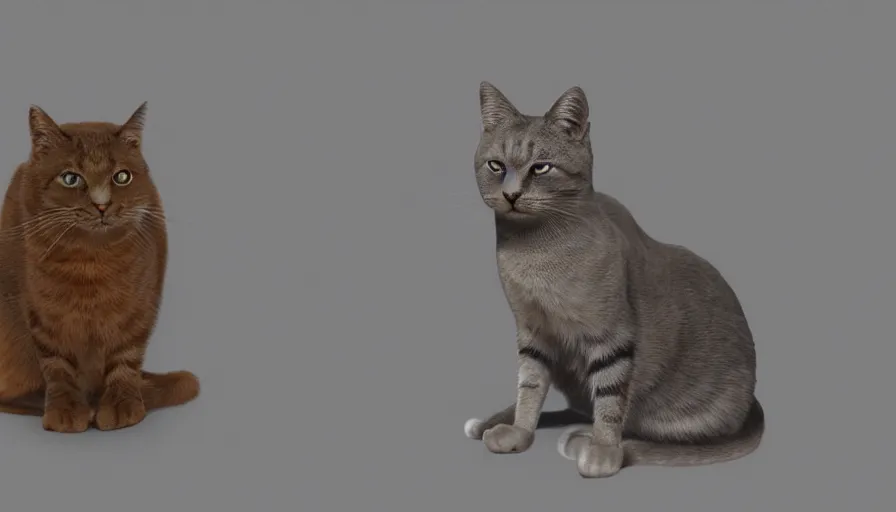 Prompt: a polite cat giving an interview, photograph, photorealistic rendering, movie still