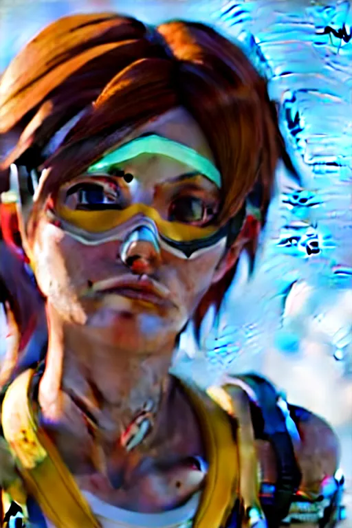 Image similar to realistic still of tracer, amazing details 8 k beautiful