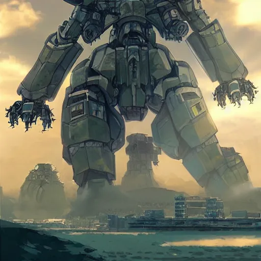 Image similar to a giant mecha fighting Gozilla in Japan, artstation.