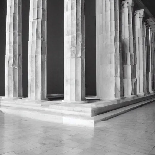 Prompt: a white marble interior photograph, architecture carved for a titan, beautiful in its smoothness and expansiveness, architectural photograph by louis kahn by ancient greeks