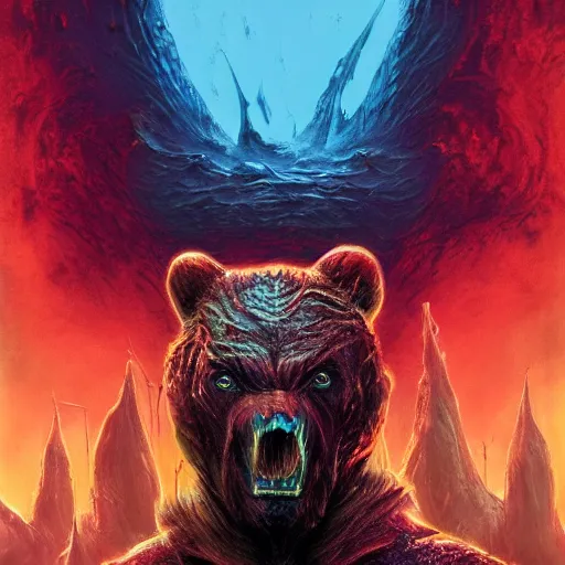 Prompt: bright, colorful, realistic, detailed from Elder Scrolls: shivering isles concept portrait monster wear-bear backlighting, kodachrome, high contrast, highly detailed, sharp focus, digital painting, concept art, illustration, trending on artstation, comic book by Alex Ross and Adam Adamowicz cover art