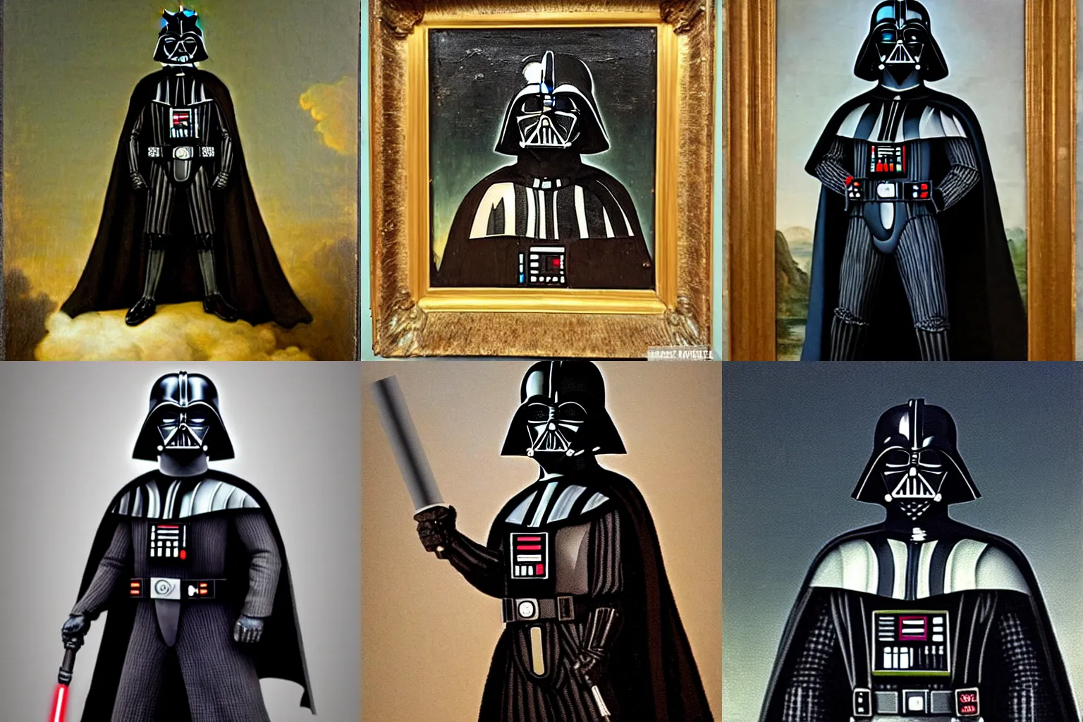 Prompt: darth vader in a 17th century oil painting posing like a king