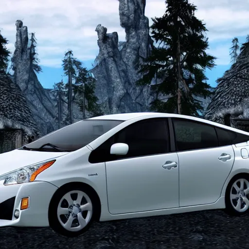 Prompt: 2008 Toyota prius in skyrim