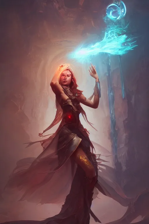 Image similar to beautiful girl necromancer casting spell, 3 d render, hyper realistic detailed portrait, holding magic crystals, ruan jia, wlop. scifi, fantasy, hyper detailed, octane render, concept art, peter mohrbacher