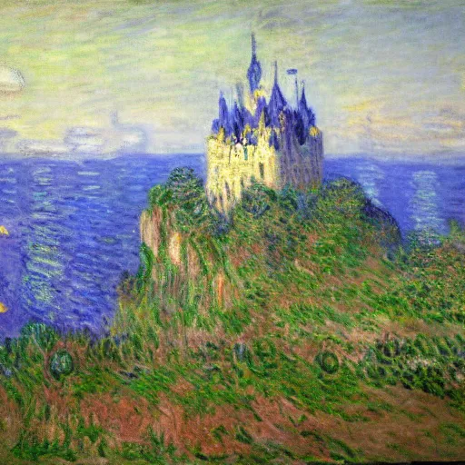 Prompt: castle siege, ultrawide, oil on canvas, by Monet