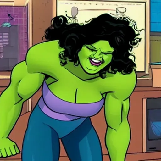 Prompt: screenshot from the new she - hulk tv show