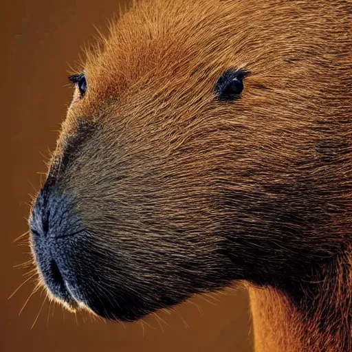 Prompt: a high detail photo of an antropomorphic capybara wearing a suit, subject= duck, subject detail: wearing a suit, photorealism