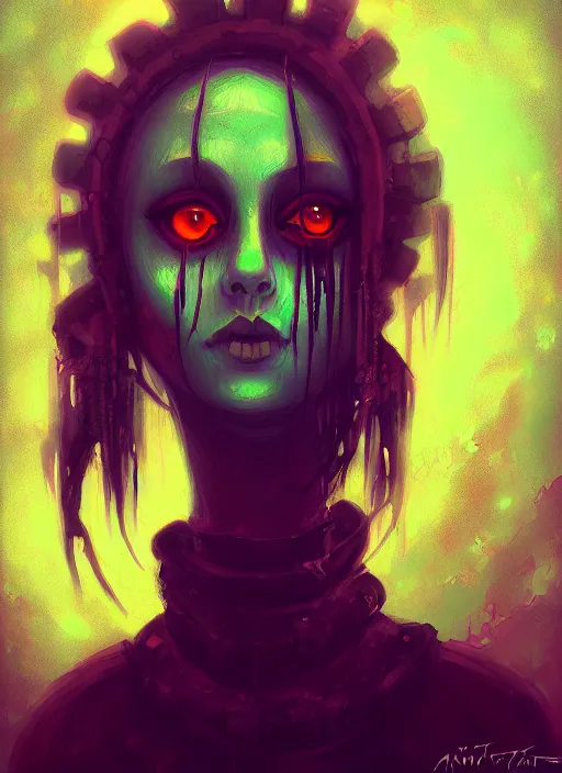 Image similar to a portrait of a pretty sewer punk young lady by anato finnstark