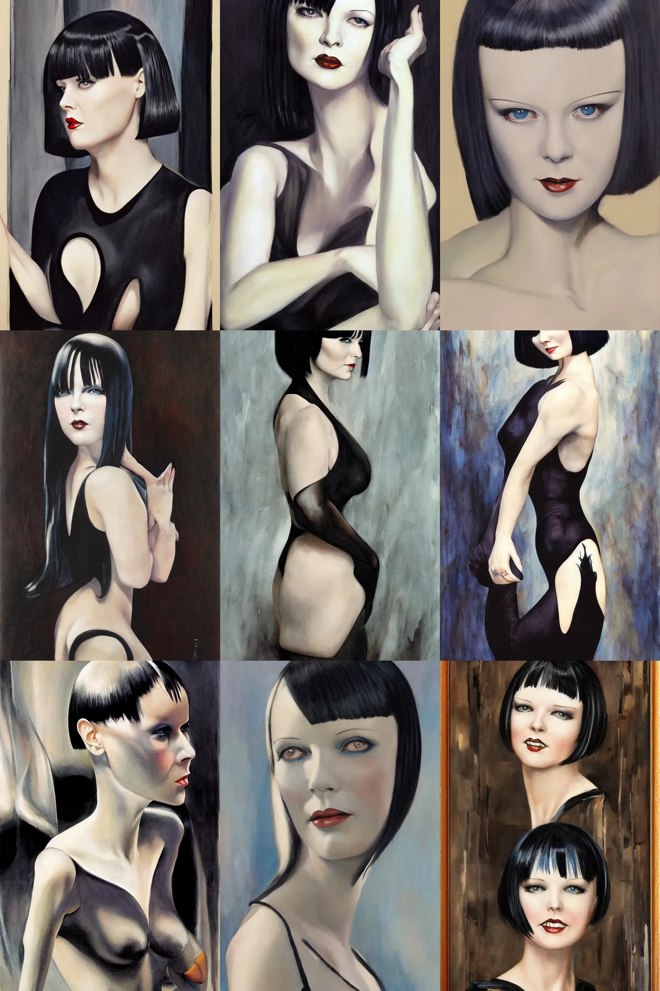 Prompt: mary louise brooks, painting by rob rey and jesper ejsing, giger