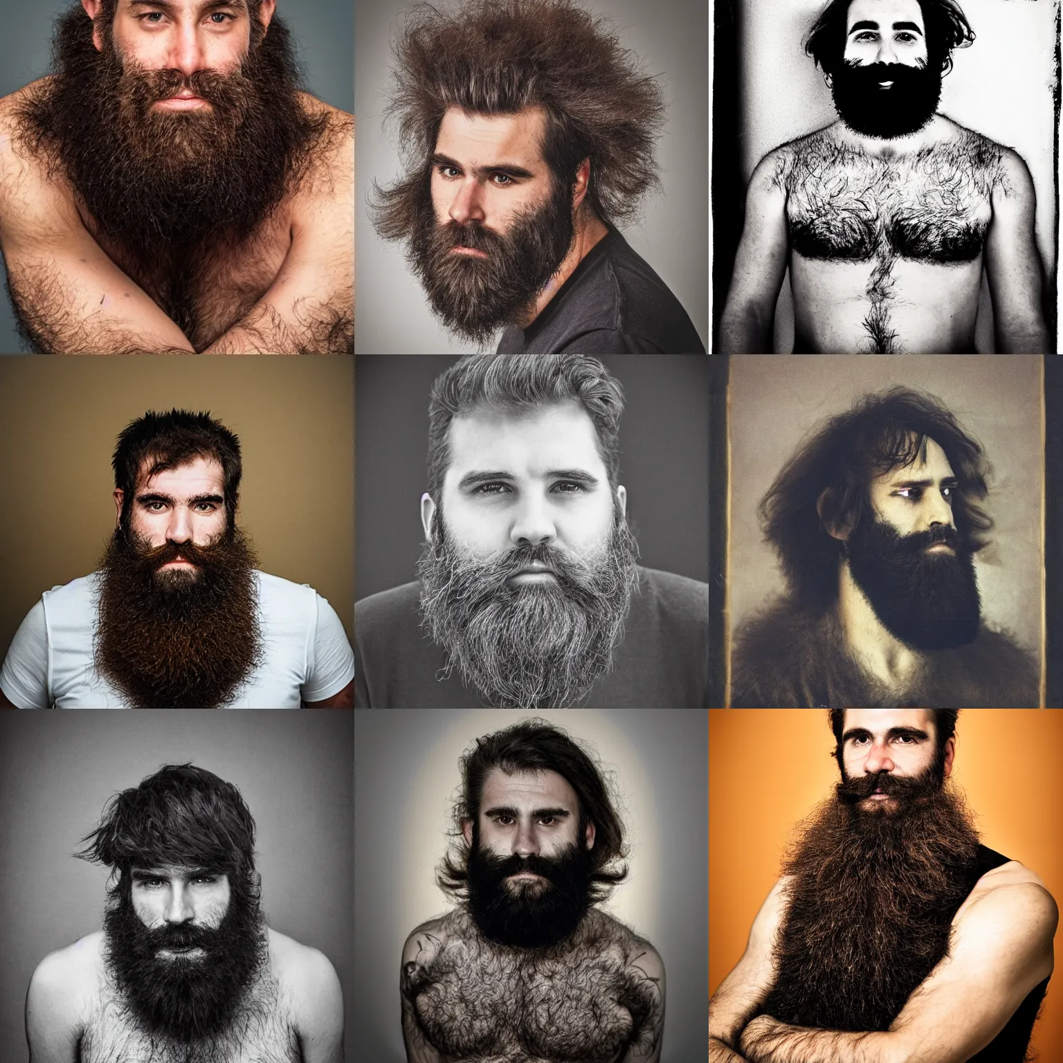Prompt: portrait of a massively hairy man