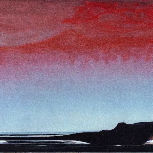 Image similar to the epic abstract painting'blue arctic void with black and red aurora borealis above a large herd of tiny walruses ', by caspar david friedrich!!!, by rothko!!!, stunning masterpiece, trending on artstation