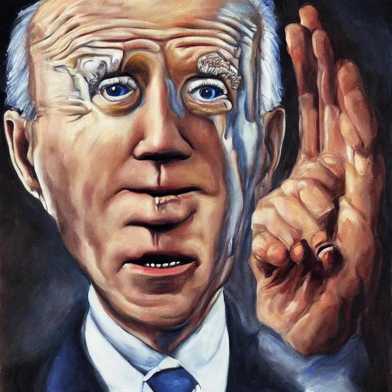 Prompt: surrealist Joe Biden, painted by salvador dali