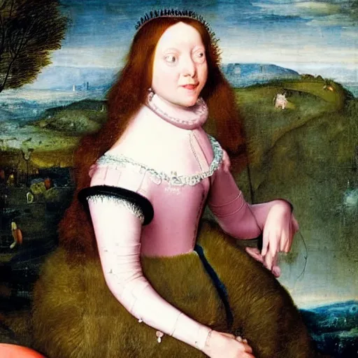 Image similar to portrait of a pink scifi woman, by Jan Brueghel the Elder