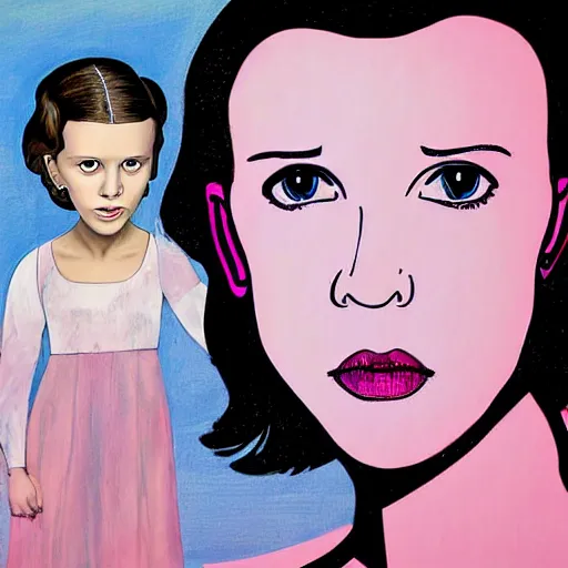 Prompt: portrait of millie bobby brown or carrie fisher by greg ruthkowski