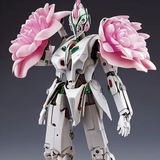 Prompt: futuristic nymphaea themed mecha waterlily upper body, petals forming helmet, highly detailed, nymphaea, 8 k hd resolution, barbatos gundam with floral inlay, bandai box art, star wars, makoto kobayashi, frank gehry, raymond swanland