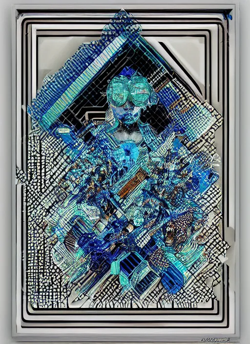 Image similar to god king of ai art, cpu gpu wafer, glitch art, notan, cyberwars by rene lalique, highly detailed, by william - adolphe bouguerea