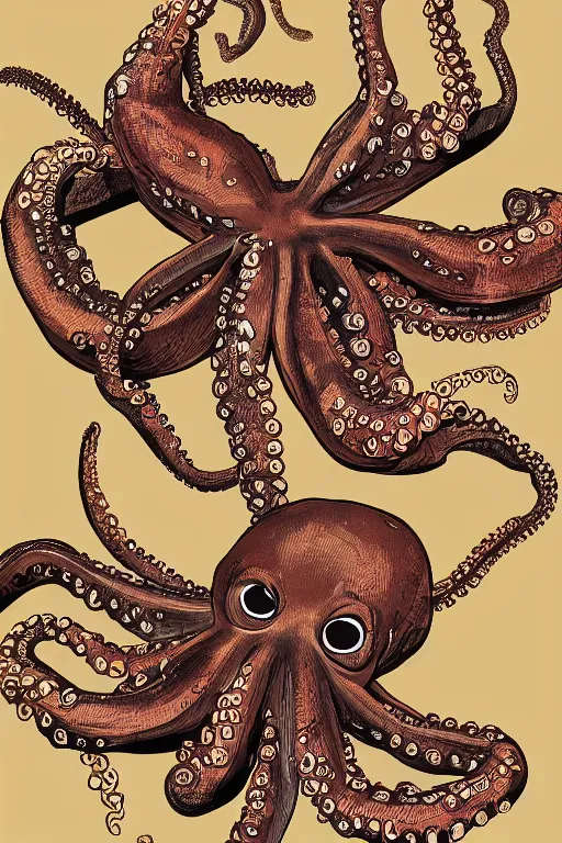 Image similar to illustration of a cheeseburger as an octopus, poster, highly detailed, 8 k, fine lines, trending on artstation