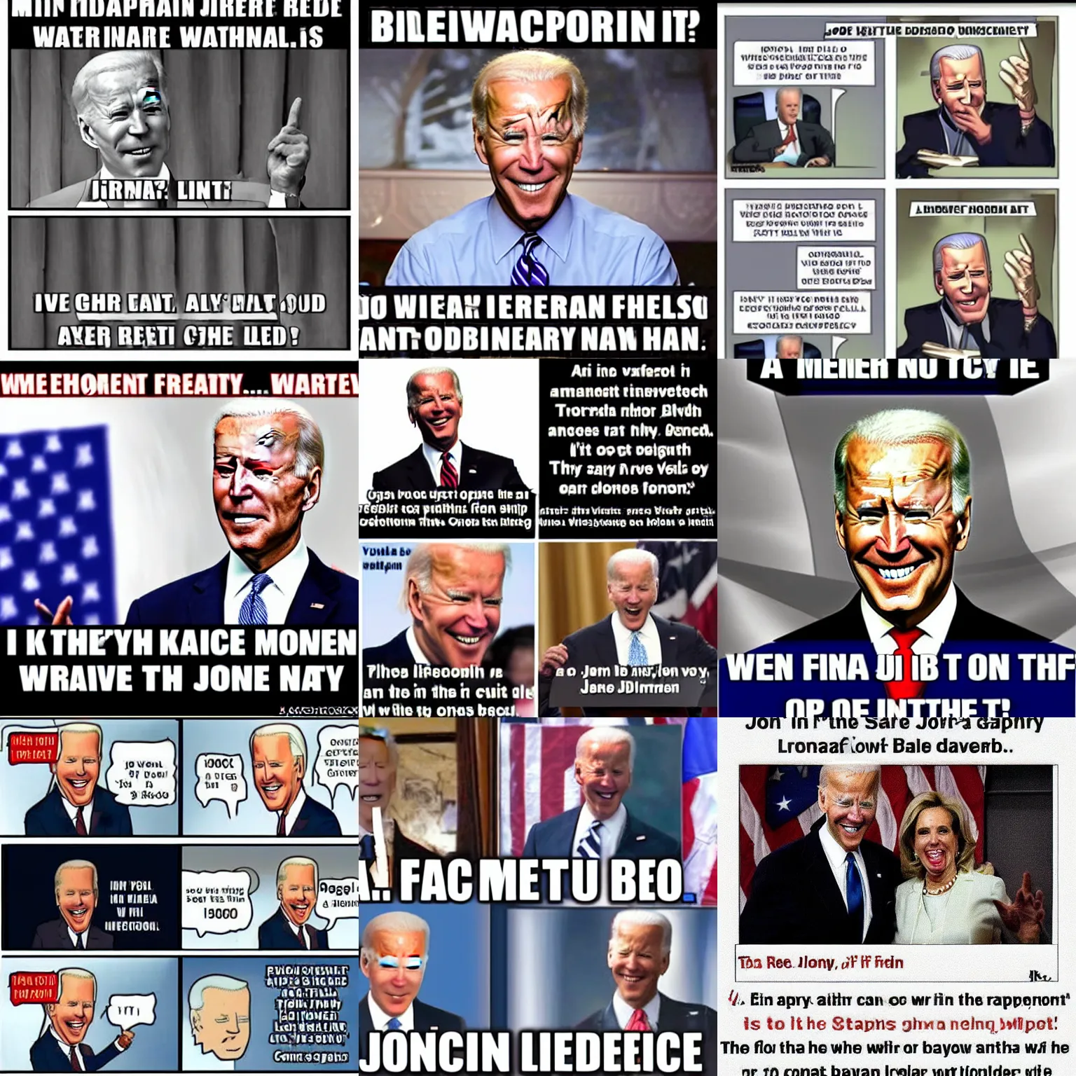 Prompt: a funny hilarious conservative meme about joe biden, impact font, ifunny watermark