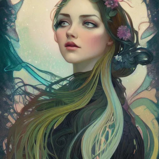 Prompt: a portrait in the style of anna dittmann and ross tran and alphonse mucha.