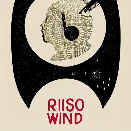 Prompt: risograph, a wandering mind, logo without text, simple white background victo ngai, kilian eng