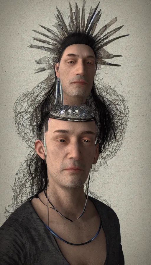 Prompt: portrait of a digital shaman, with vray