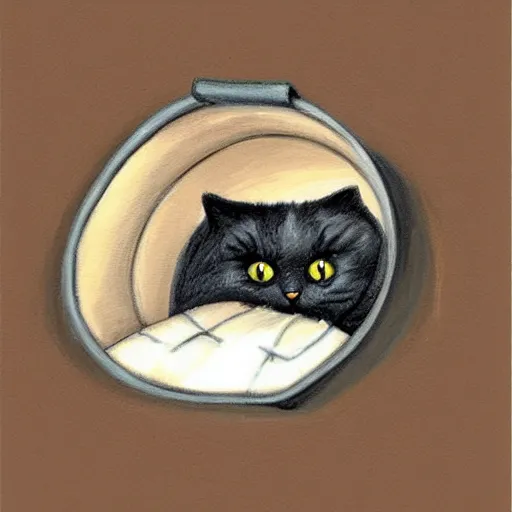 Image similar to a cat hiding inside a shoe, cute art