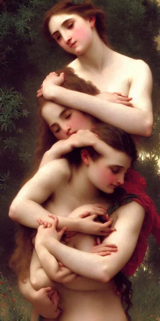 Image similar to an unexpected love, digital art, painted by bouguereau, very detailed, smooth, 4k masterpiece