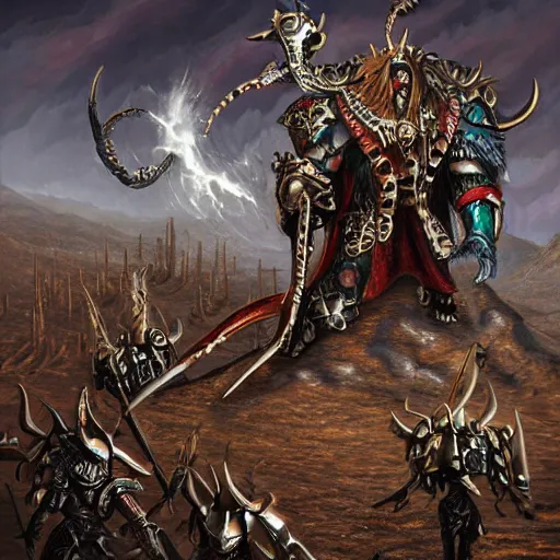 Image similar to Warhammer Fantasy Nagash in the desert, dark fantasy, trending on artstation