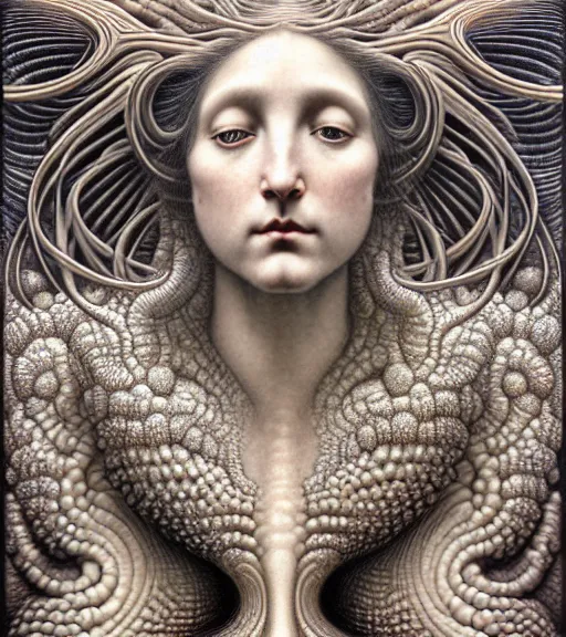 Image similar to detailed realistic beautiful iris goddess face portrait by jean delville, gustave dore, iris van herpen and marco mazzoni, art forms of nature by ernst haeckel, art nouveau, symbolist, visionary, gothic, neo - gothic, pre - raphaelite, fractal lace, intricate alien botanicals, ai biodiversity, surreality, hyperdetailed ultrasharp octane render