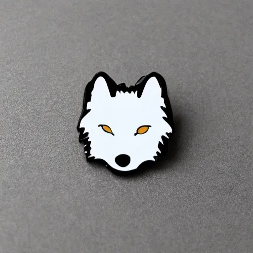 Prompt: retro minimalistic clean wolf enamel pin