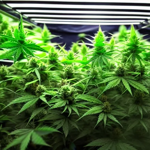 Image similar to picture of marijuana plant taken inside grow tent,