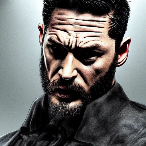 Prompt: Tom Hardy as wolverine in his suit Digital art 4K quality Photorealism