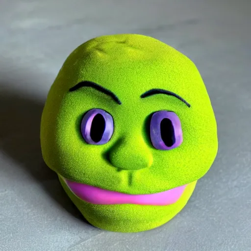 Prompt: photo of a cute shrek squishmallow, realistic,
