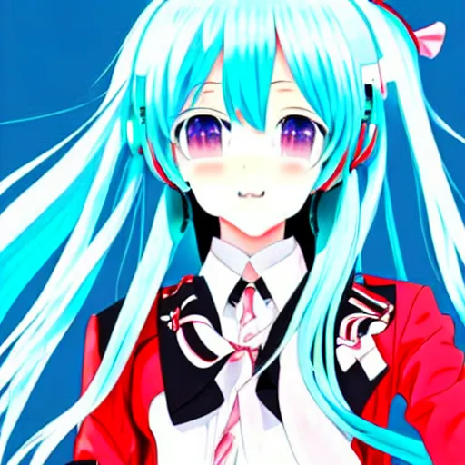 Image similar to hatsune miku on the moscow red square, high detailed anime art, trending on pixiv