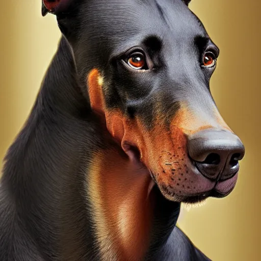 Prompt: michal karcz painting of a doberman. , detailed, elegant, intricate, 4k,