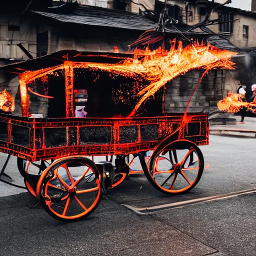 Prompt: chariot of fire, a chariot made of fire, DSLR PHOTOGRAPHY