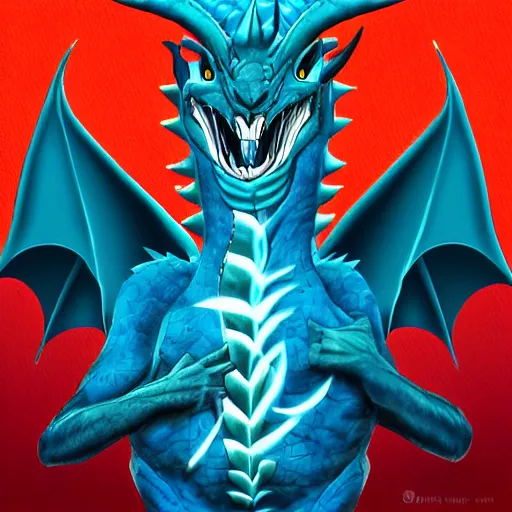 Prompt: man with the soul of a dragon, digital art, dragon coming out of his chest