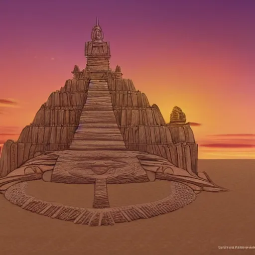 Prompt: A temple made of sand, in the style of Avatar: The Last Airbender